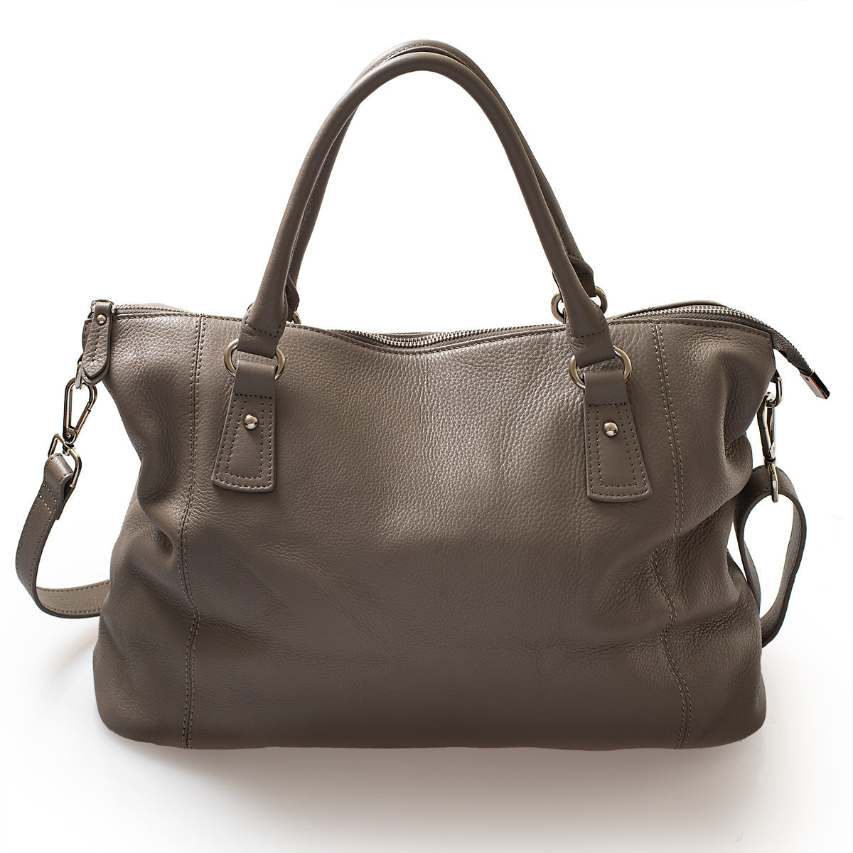 Veronica Leather Shoulder Handbag Grey