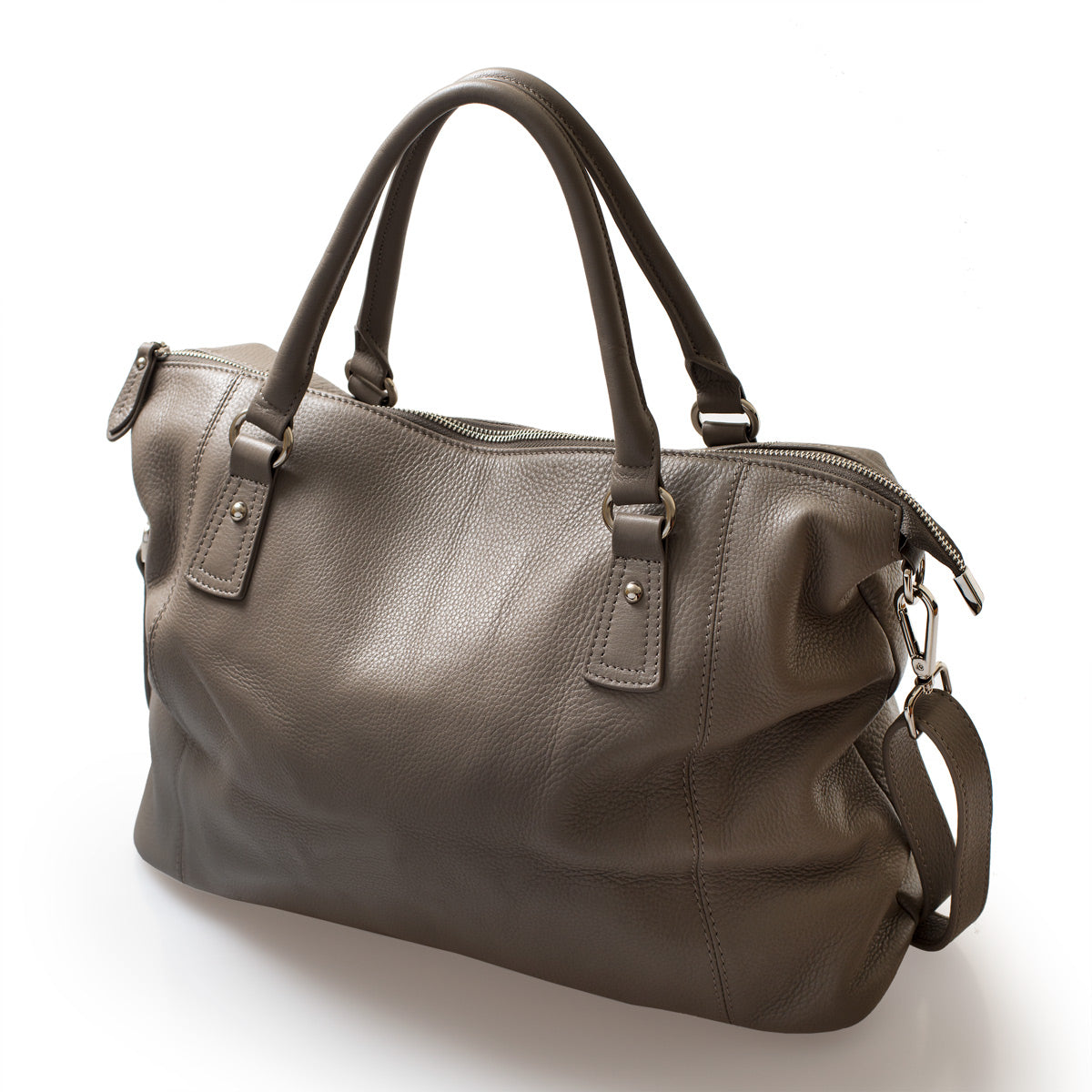 Veronica Leather Shoulder Handbag Grey